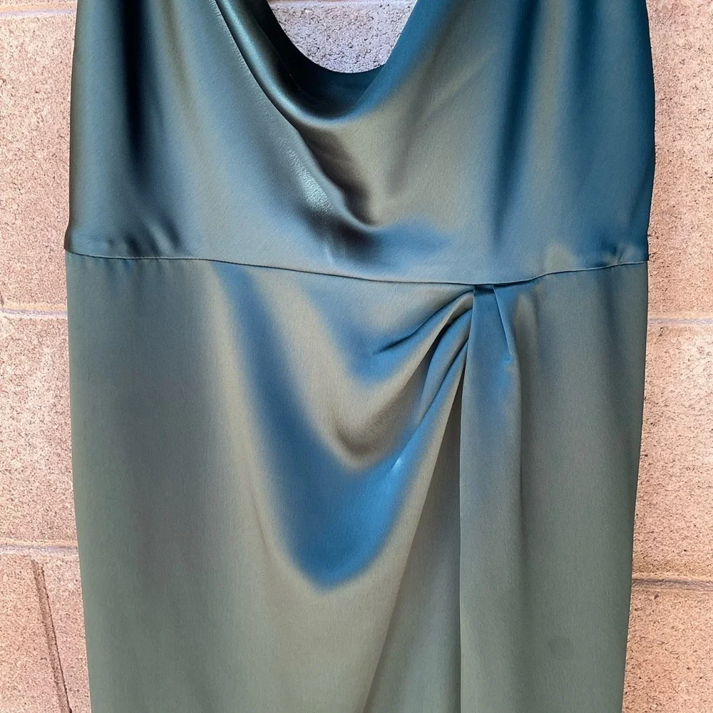 NWOT Dessy Collection Faux-Wrap Cowl-Neck Draped Maxi Dress Gown Size 16 3072